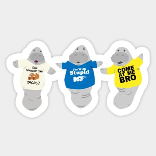 Three Manatees in Novelty Tees Sticker